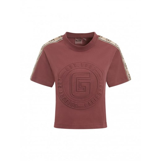 Damski t-shirt z nadrukiem GUESS BRITNEY CROP TEE Guess S okazyjna cena Sportstylestory.com