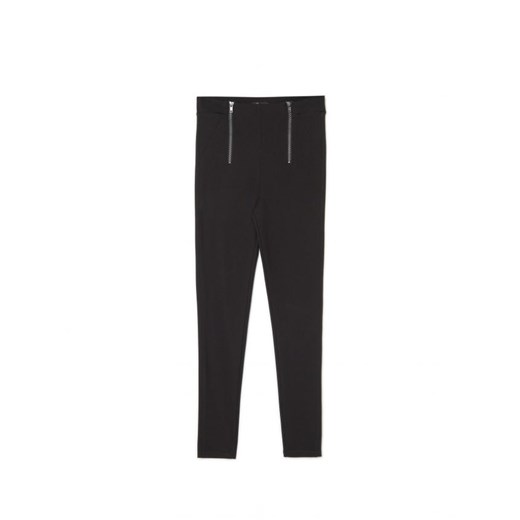 Cropp - Czarne spodnie z ozdobnymi suwakami - czarny ze sklepu Cropp w kategorii Spodnie damskie - zdjęcie 166947605