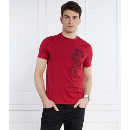Armani Exchange t-shirt męski z krótkim rękawem czerwony bawełniany 