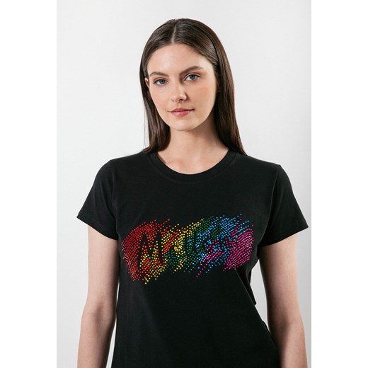Czarny t-shirt z kolorową aplikacją ze sklepu Molton w kategorii Bluzki damskie - zdjęcie 166951226