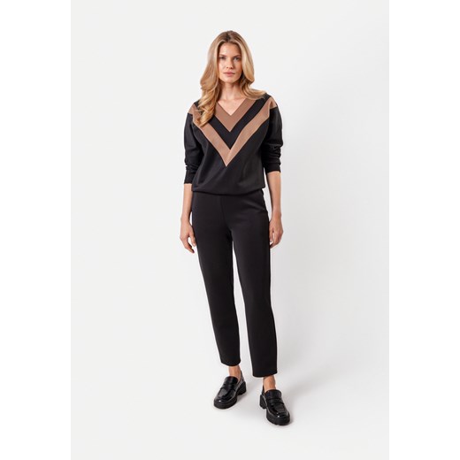Czarna bluza z beżowymi wstawkami ze sklepu Molton w kategorii Swetry damskie - zdjęcie 166951275