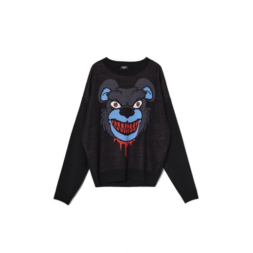 Cropp - Czarny sweter z grafiką - czarny Cropp XS Cropp
