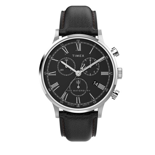Zegarek Timex Waterbury Chronograph TW2U88300 Black/Silver one size eobuwie.pl okazja