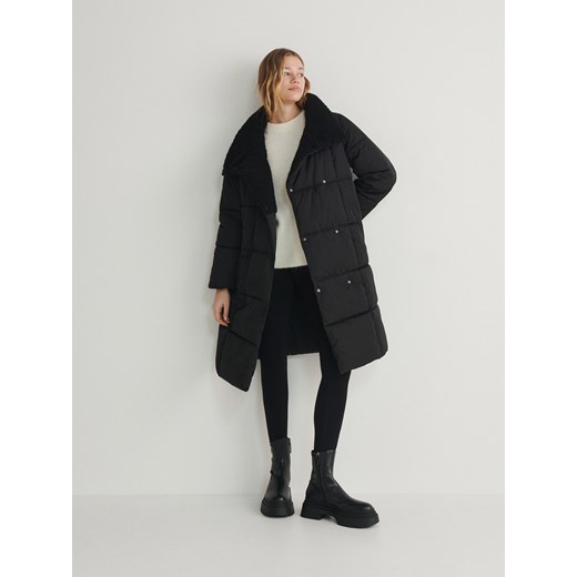 Reserved - Płaszcz z wysoką stójką - czarny ze sklepu Reserved w kategorii Płaszcze damskie - zdjęcie 166957646