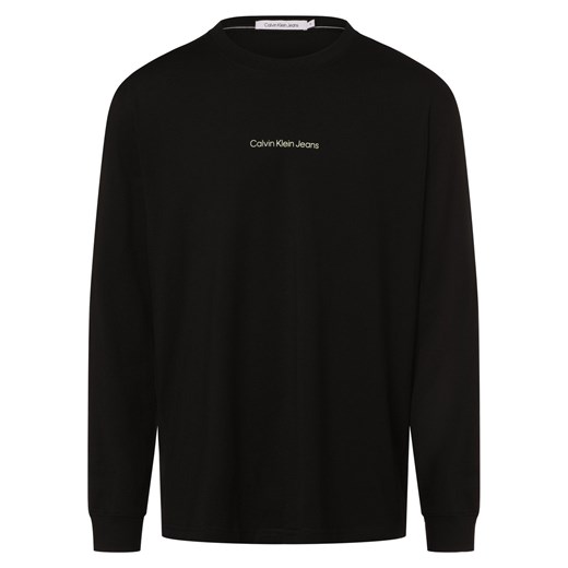 Calvin Klein Jeans Męska koszulka z długim rękawem Mężczyźni Bawełna czarny nadruk ze sklepu vangraaf w kategorii T-shirty męskie - zdjęcie 166963236