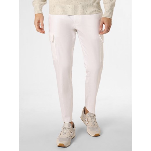 BOSS Spodnie Mężczyźni Bawełna biały jednolity ze sklepu vangraaf w kategorii Spodnie męskie - zdjęcie 166963278