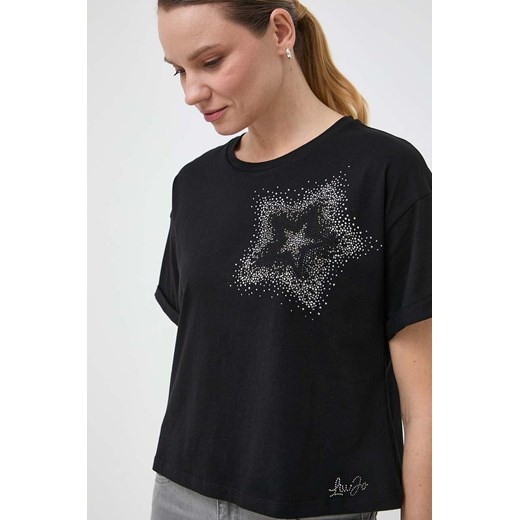 Liu Jo t-shirt bawełniany damski kolor czarny ze sklepu ANSWEAR.com w kategorii Bluzki damskie - zdjęcie 166977529