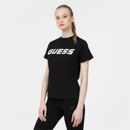 Damski t-shirt z nadrukiem GUESS ESTHER - czarny ze sklepu Sportstylestory.com w kategorii Bluzki damskie - zdjęcie 166980406