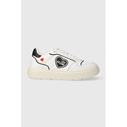 Love Moschino sneakersy skórzane kolor biały JA15204G1IJC110A ze sklepu ANSWEAR.com w kategorii Buty sportowe damskie - zdjęcie 166985629
