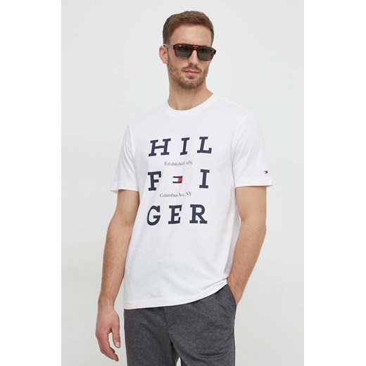 Tommy Hilfiger t-shirt bawełniany męski kolor biały z nadrukiem MW0MW33690 ze sklepu ANSWEAR.com w kategorii T-shirty męskie - zdjęcie 166985975