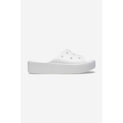 Crocs klapki Classic Platform Slide damskie kolor biały na platformie 208180 ze sklepu PRM w kategorii Klapki damskie - zdjęcie 166987085