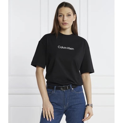 Bluzka damska Calvin Klein na wiosnę z napisem bawełniana 