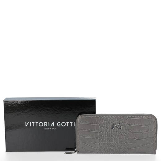 Skórzany Portfel Damski VITTORIA GOTTI Made in Italy Szary Vittoria Gotti One Size torbs.pl