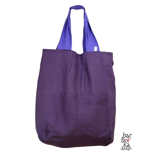 Torba shopper ekologiczna lniana XXL mybaze-com fioletowy gładkie