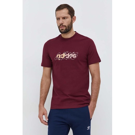 adidas t-shirt bawełniany męski kolor bordowy z nadrukiem IM8317 ze sklepu ANSWEAR.com w kategorii T-shirty męskie - zdjęcie 166991098
