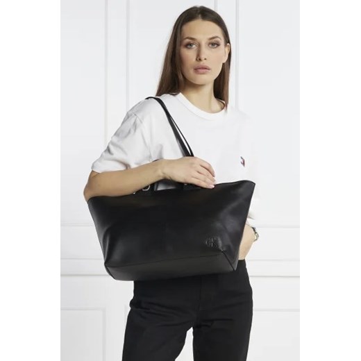 Shopper bag Calvin Klein ze skóry ekologicznej na ramię 