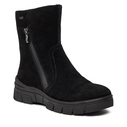 Caprice botki czarne casual płaskie bez zapięcia 