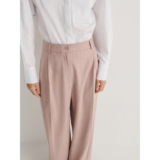 Reserved - Spodnie w tenisowy prążek - brudny róż Reserved S Reserved