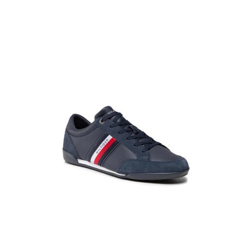 Tommy Hilfiger Sneakersy Corporate Material Mix Leather FM0FM03741 Granatowy Tommy Hilfiger 45 promocyjna cena MODIVO