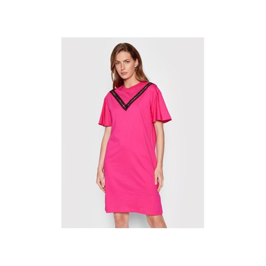 KARL LAGERFELD Sukienka codzienna Lace Insert 221W1350 Różowy Relaxed Fit Karl Lagerfeld XS MODIVO promocyjna cena