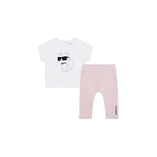 Karl Lagerfeld Kids Komplet t-shirt i spodnie Z98127 Biały Regular Fit 9M MODIVO