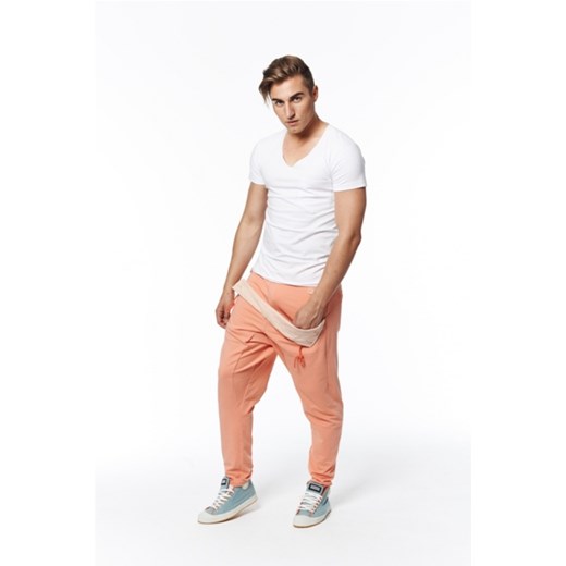 spodnie madoxy dresowe różowe mybaze-com pomaranczowy bawełna