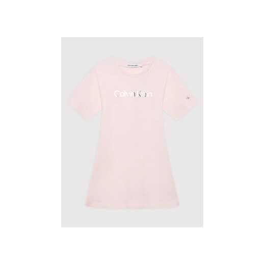 Calvin Klein Jeans Sukienka codzienna Inst Logo IG0IG01418 Różowy Regular Fit 14Y okazja MODIVO