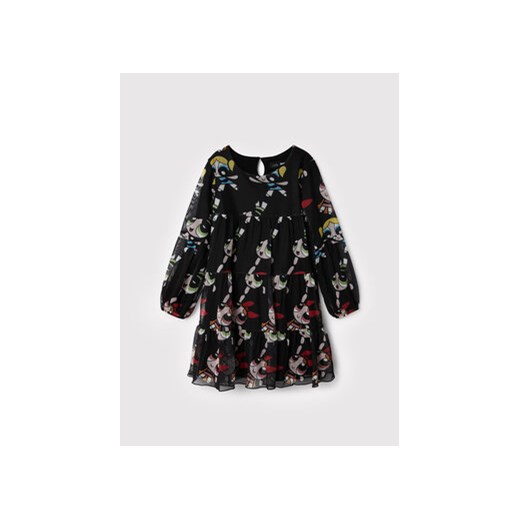 Desigual Sukienka codzienna THE POWERPUFF GIRLS 22WGVK18 Czarny Relaxed Fit Desigual 3_4 promocja MODIVO