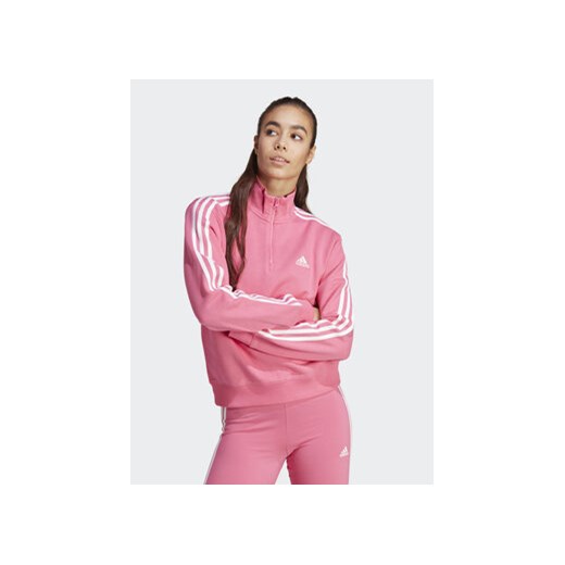 adidas Bluza Essentials 3-Stripes Quarter-Zip Sweatshirt IC9944 Różowy Regular L okazja MODIVO