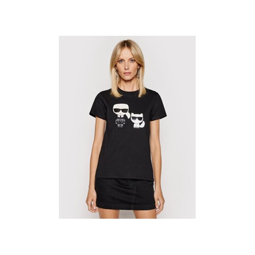 KARL LAGERFELD T-Shirt Ikonik & Choupette 210W1724 Czarny Regular Fit Karl Lagerfeld XS okazyjna cena MODIVO