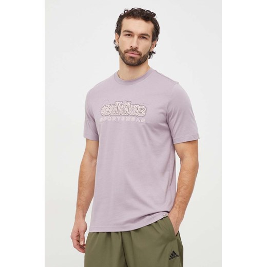adidas t-shirt bawełniany męski kolor fioletowy z nadrukiem IM8315 ze sklepu ANSWEAR.com w kategorii T-shirty męskie - zdjęcie 167339615
