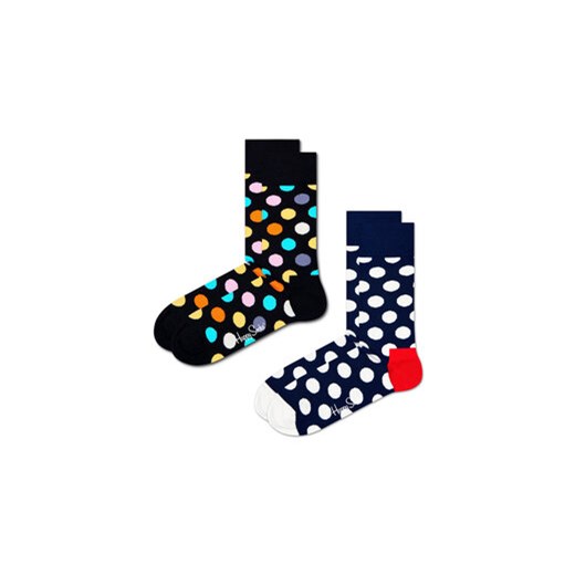 Happy Socks Zestaw 2 par wysokich skarpet unisex BDO02-9350 Czarny Happy Socks 41_46 okazyjna cena MODIVO