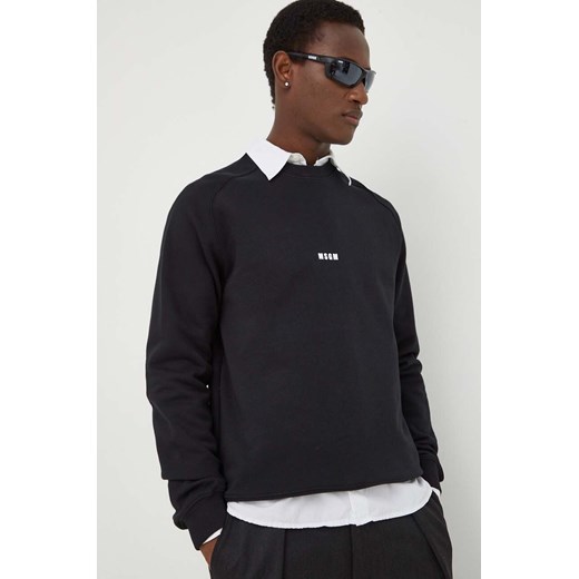 MSGM bluza bawełniana męska kolor czarny gładka ze sklepu ANSWEAR.com w kategorii Bluzy męskie - zdjęcie 167347819