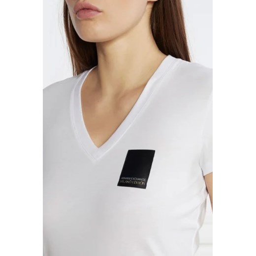 Bluzka damska Armani Exchange casual biała w serek 