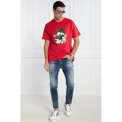 Czerwony t-shirt męski Iceberg sportowy