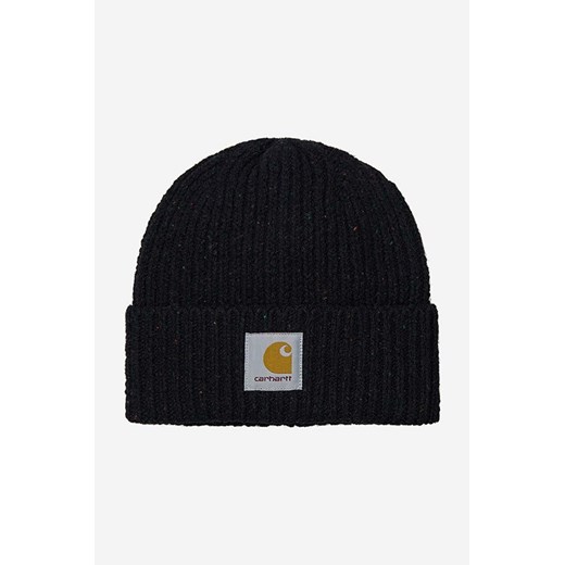 Carhartt WIP czapka Anglistic Beanie kolor czarny z grubej dzianiny I013193.0JEXX ze sklepu PRM w kategorii Czapki zimowe męskie - zdjęcie 167368997