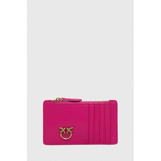 Pinko portfel skórzany kolor różowy 100251.A0F1 ze sklepu ANSWEAR.com w kategorii Portfele damskie - zdjęcie 167375309