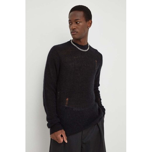 Won Hundred sweter wełniany męski kolor czarny lekki 2704-11081 ze sklepu ANSWEAR.com w kategorii Swetry męskie - zdjęcie 167376009