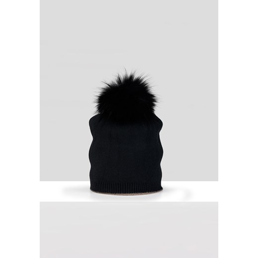Czarna czapka z pomponem z szopa ze sklepu Molton w kategorii Czapki zimowe damskie - zdjęcie 167376699