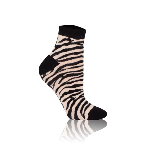 Skarpetki damskie S154Z Zebra w kolorze czarno-beżowym, Kolor czarno-beżowy, Rozmiar 39-41, Italian Fashion ze sklepu Intymna w kategorii Skarpetki damskie - zdjęcie 167384758