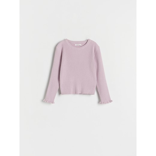 Reserved - Prążkowany sweter z wiskozą - lawendowy ze sklepu Reserved w kategorii Swetry dziewczęce - zdjęcie 167386316