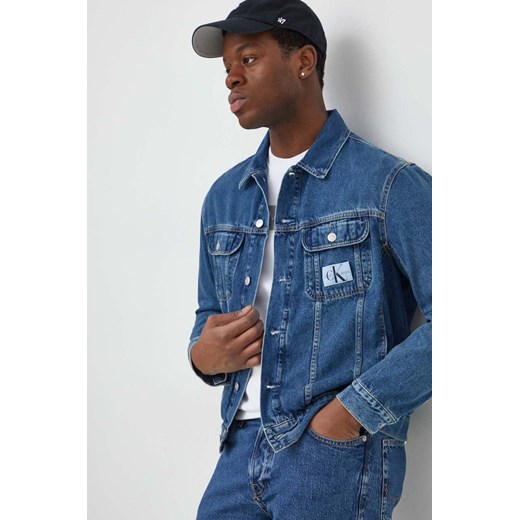 Calvin Klein Jeans kurtka jeansowa męska kolor granatowy przejściowa ze sklepu ANSWEAR.com w kategorii Kurtki męskie - zdjęcie 167387139