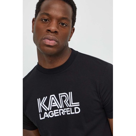 Karl Lagerfeld t-shirt bawełniany męski kolor czarny z aplikacją Karl Lagerfeld XXL ANSWEAR.com