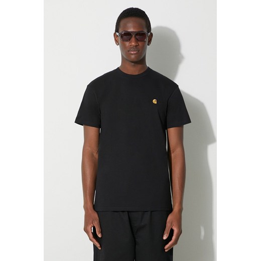 Carhartt WIP t-shirt bawełniany S/S Chase T-Shirt męski kolor czarny gładki I026391.00FXX ze sklepu PRM w kategorii T-shirty męskie - zdjęcie 167391829