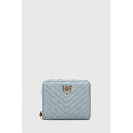 Pinko portfel skórzany damski kolor niebieski 100249.A0GK ze sklepu ANSWEAR.com w kategorii Portfele damskie - zdjęcie 167396439
