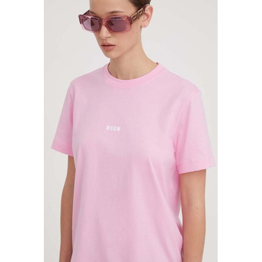 MSGM t-shirt bawełniany damski kolor różowy ze sklepu ANSWEAR.com w kategorii Bluzki damskie - zdjęcie 167396677