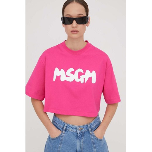 MSGM t-shirt bawełniany damski kolor różowy XS ANSWEAR.com