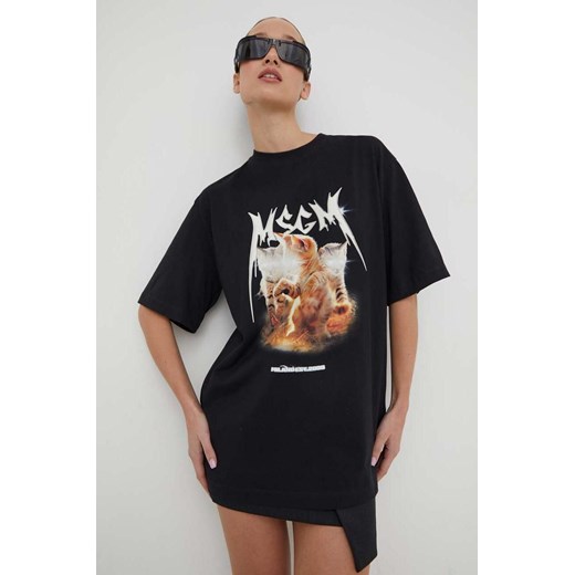 MSGM t-shirt bawełniany damski kolor czarny M ANSWEAR.com