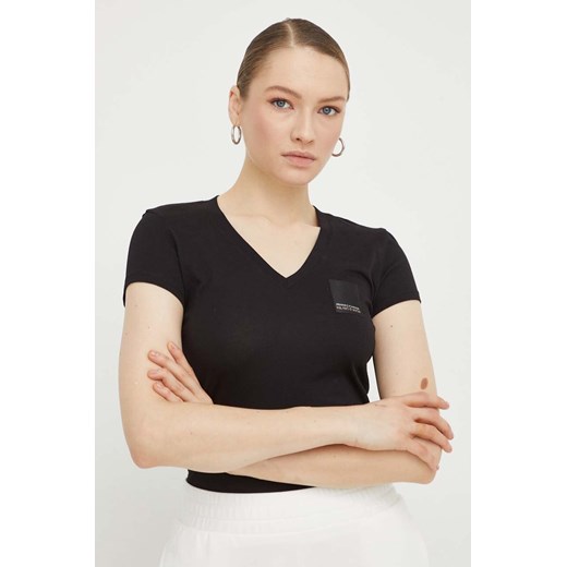 Armani Exchange t-shirt bawełniany damski kolor czarny 3DYT35 YJ3RZ ze sklepu ANSWEAR.com w kategorii Bluzki damskie - zdjęcie 167396756