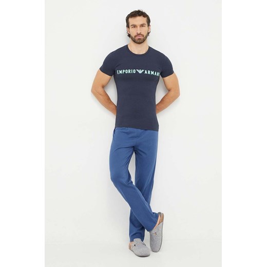 Emporio Armani Underwear t-shirt lounge kolor granatowy z nadrukiem 111035 4R516 ze sklepu ANSWEAR.com w kategorii T-shirty męskie - zdjęcie 167396805